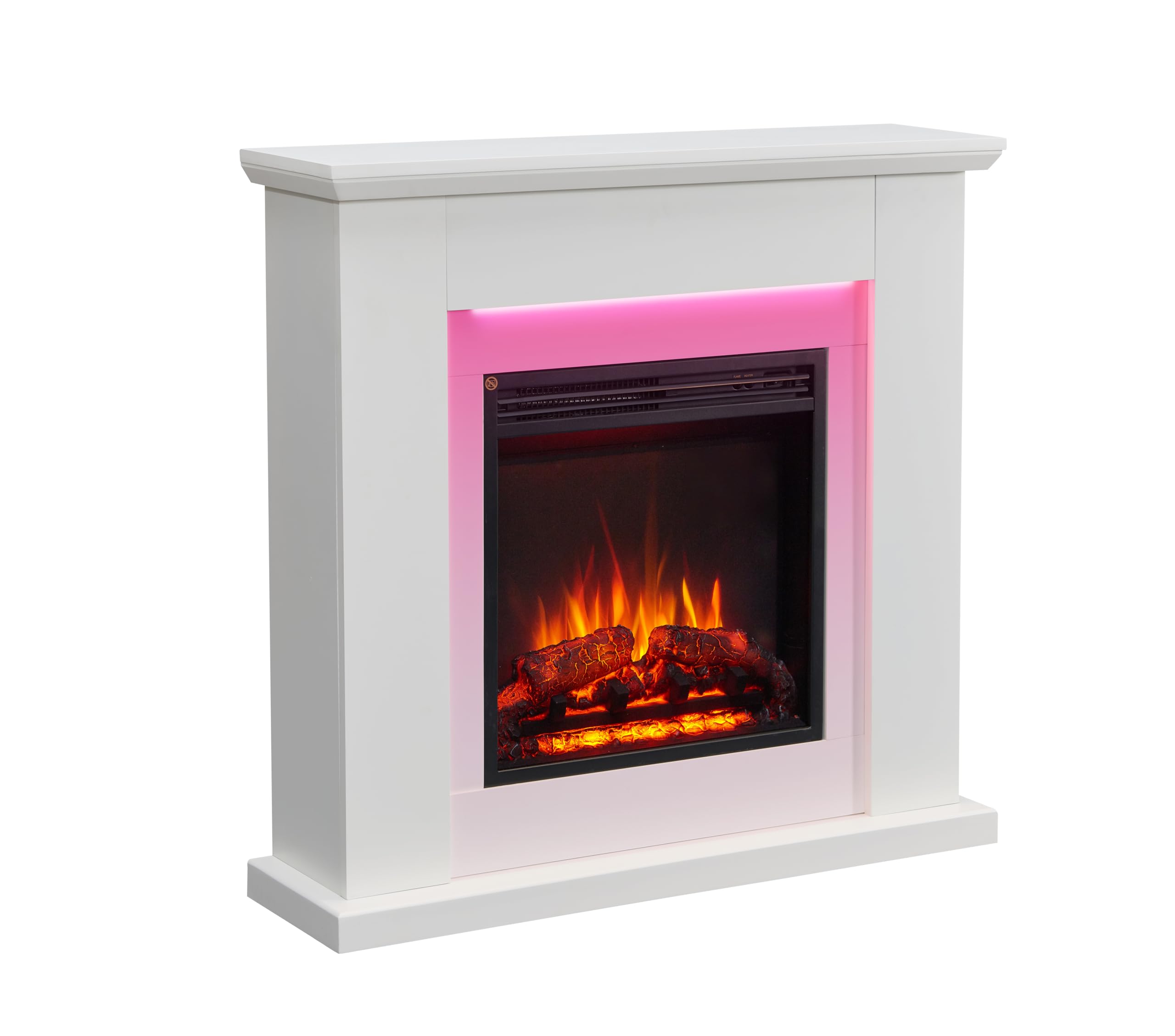 Flamme White Stratford Fireplace With 35" Surround With 2Kw Fireplace Heater Multiple Colours Available