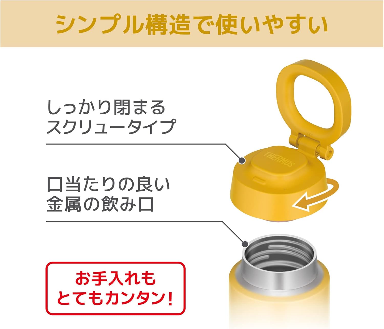 Thermos JOO-750 Y Vacuum Insulated Portable Mug with Carry Loop, 25.4 fl oz (750 ml), Yellow - Image 6