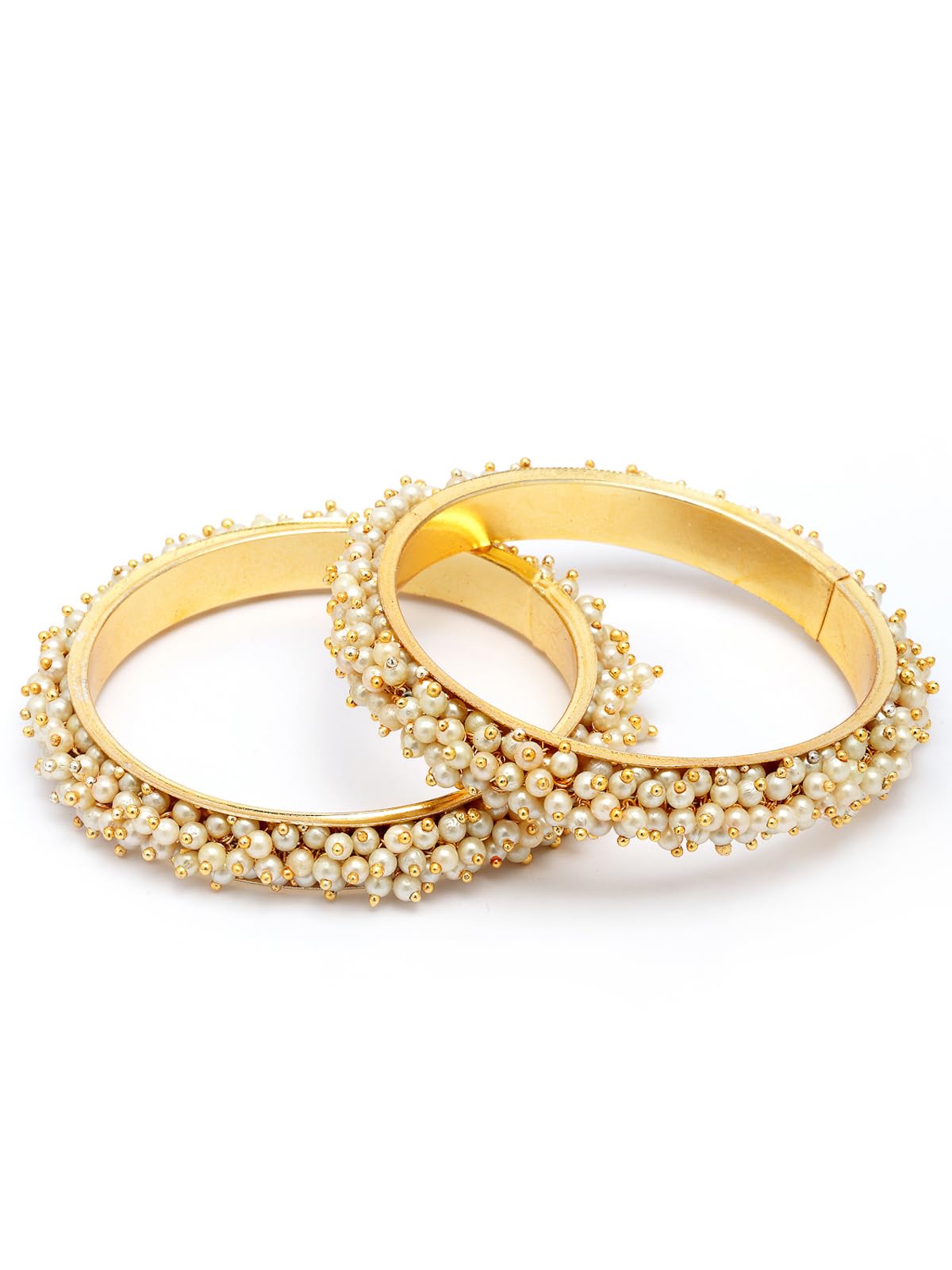 Graceful Stylish Gold Plated with Pearls Studded Kada Bangle Set of 2 Jewellery for Women & Girls|B107302-image-11