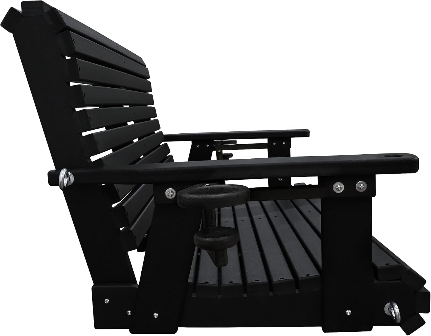 HDPE Porch Swing with 18/8 Stainless Steel Bolts, Ergonomic Design, Ultra Weather-Resistant, Heavy Duty 1200 LBS, for Outdoor Patio Garden Yard (Darknight Black)