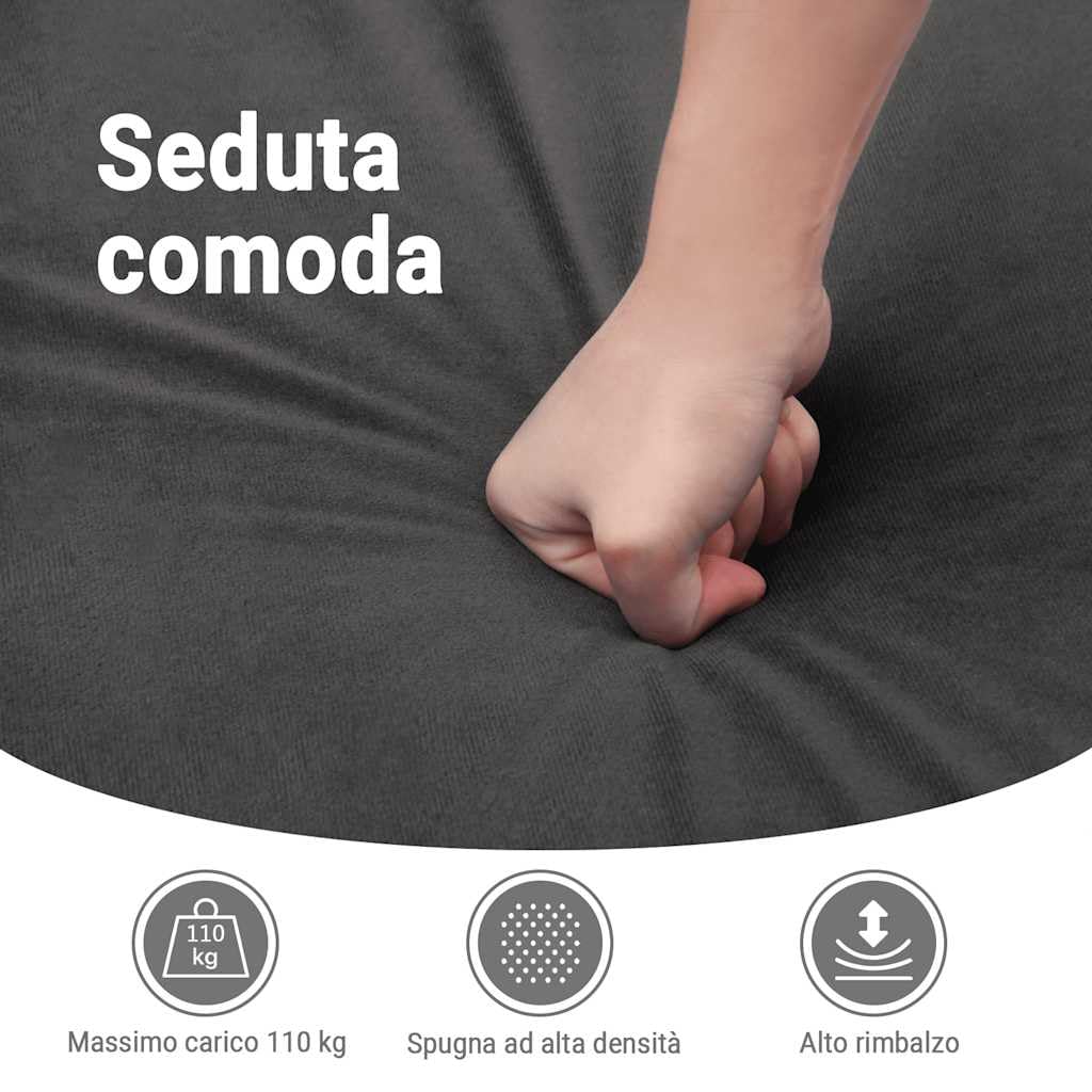 vidaXL Poltrona Massaggiante Reclinabile Grigio Scuro in Velluto