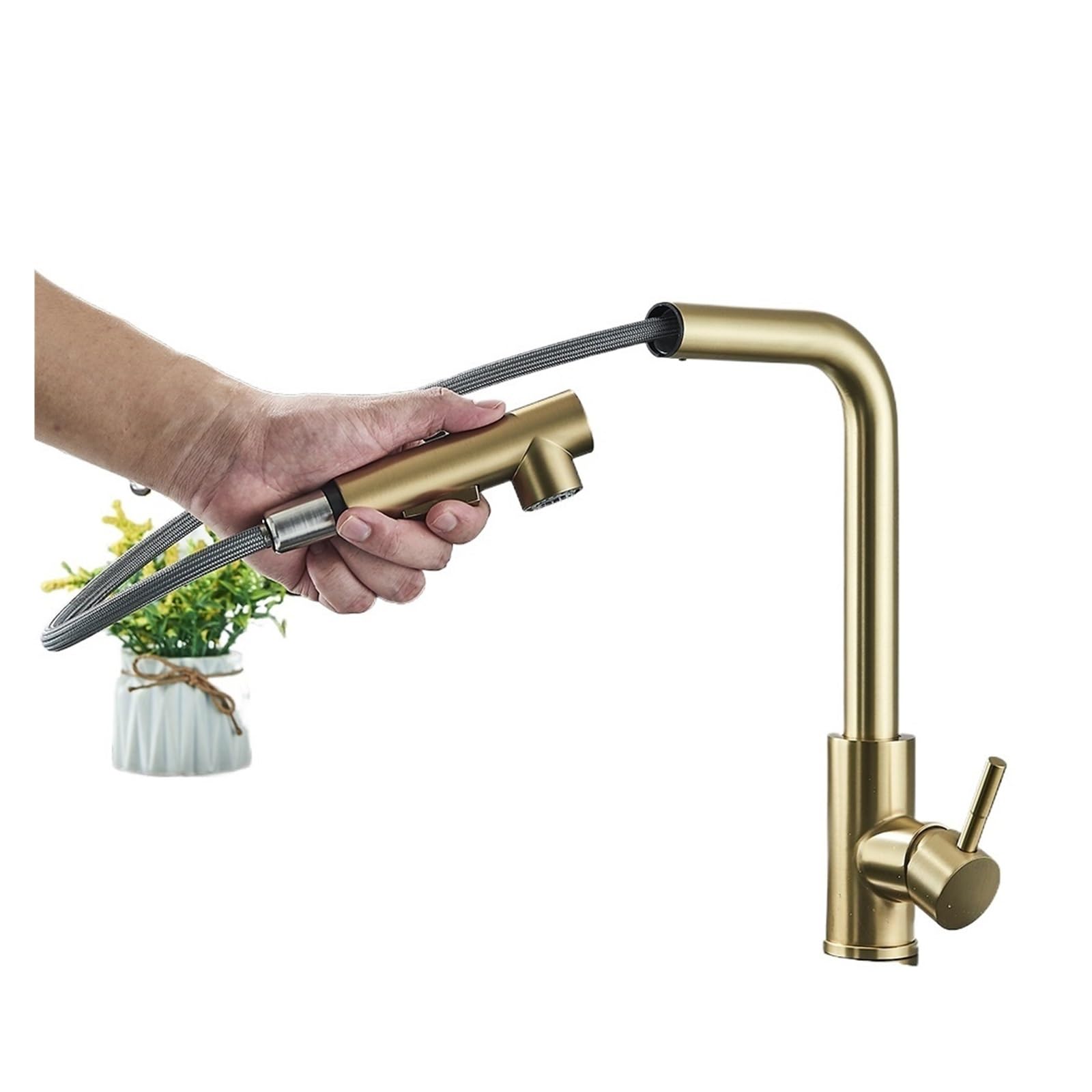 Robinet mitigeur de cuisine chaud et froid avec douchette extractible 2 jets