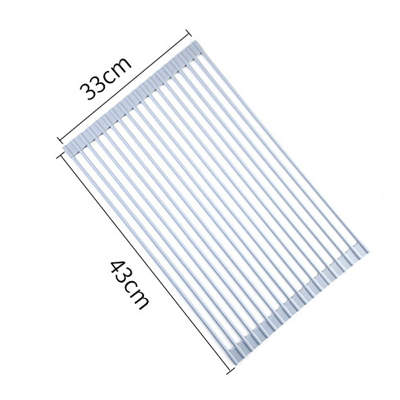 Rejilla Enrollable for secar Platos, escurridor de Fregadero de Silicona y Acero Inoxidable for Cocina, Frutas y Verduras(43 * 33cm)