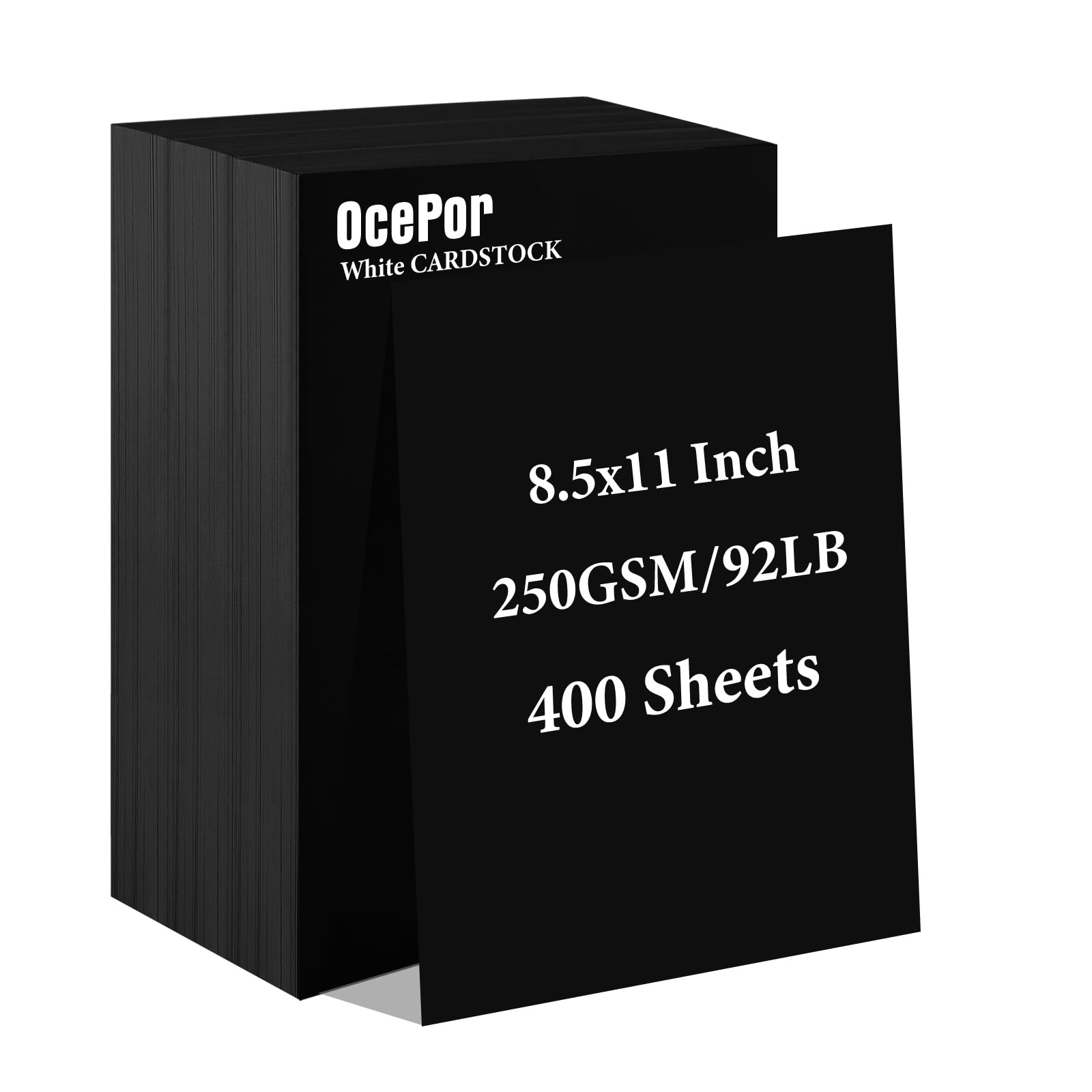 OcePor 400 Sheets Black Cardstock 8.5” x 11”, 92lb/250gsm Black Card Stock, Thick Card Stock Paper, Heavy Cardstock Paper for Printer, Resume,