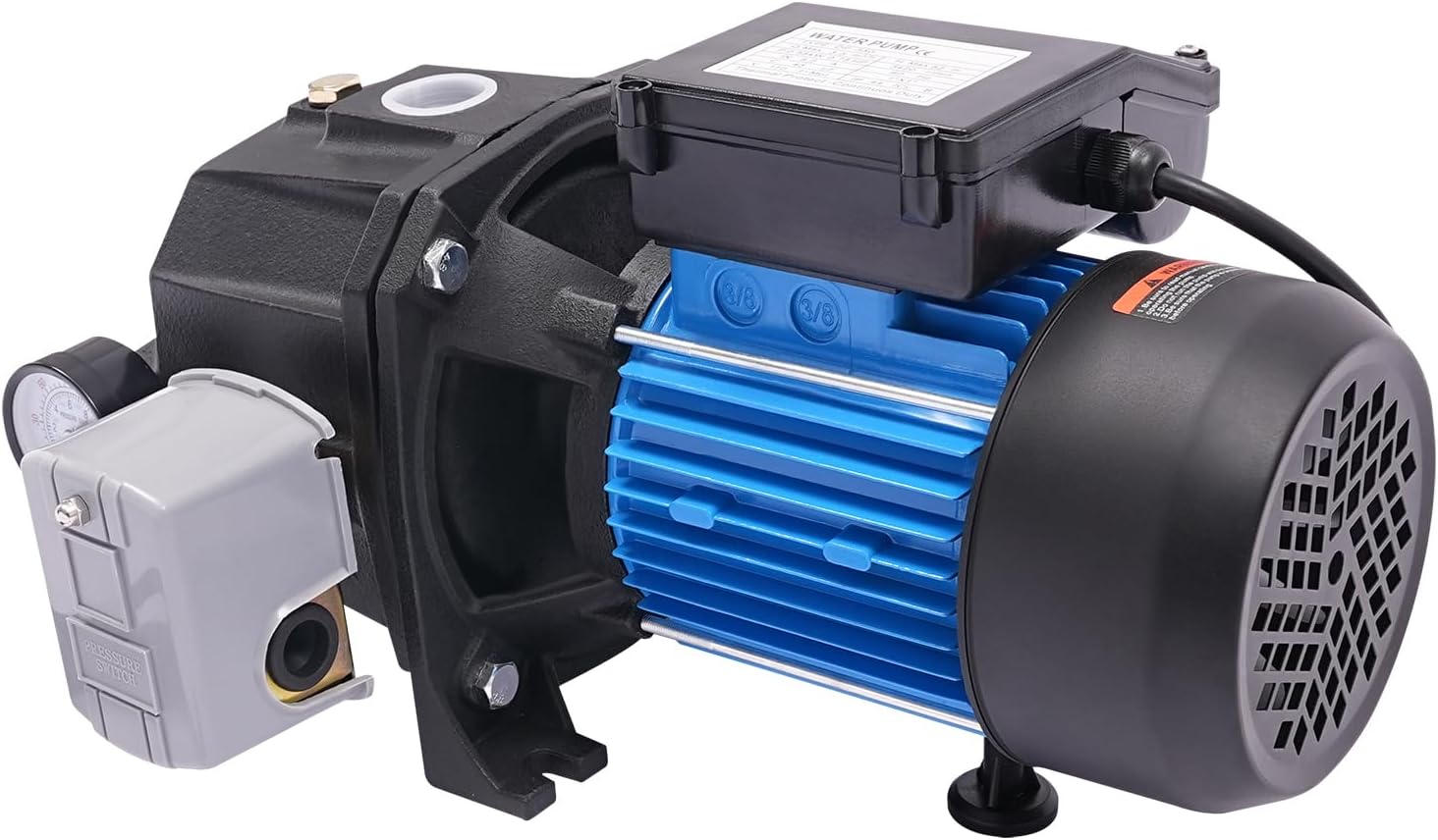 MOCHAG Industrial Cast Iron Black 1HP Well Water Pump with Ejector Kit, Jet Pump, Garden Irrigation, Farm, Pool, Overheating Protection, 110V, 134.2ft/h, 183.73ft Head