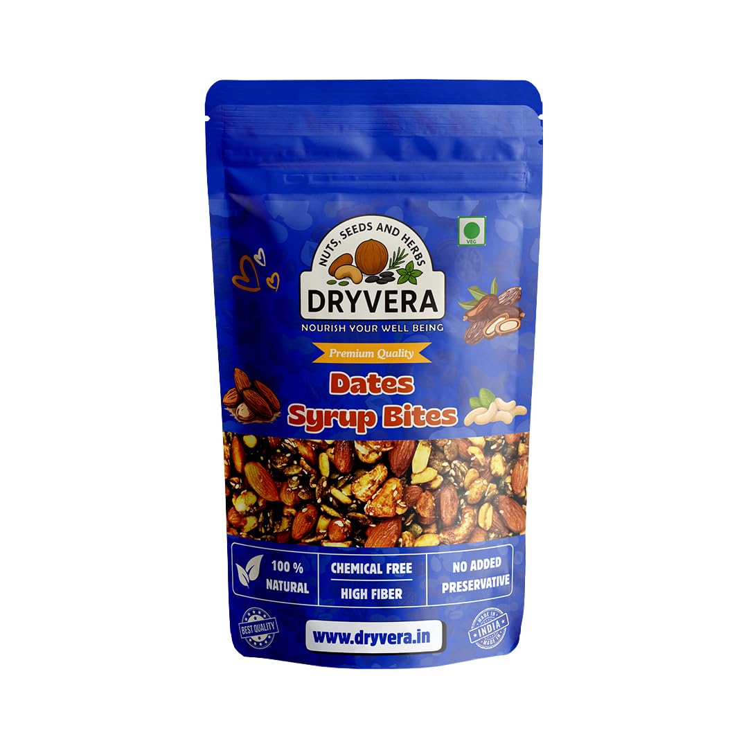 Dryvera Dates Syrup Bites – High Fiber Mixed Nuts (almonds, peanuts, cashews),dates & Seeds(sesame, pumpkin) Snack. All-Natural Energy Snack – Chemical Free (150g)-image-32