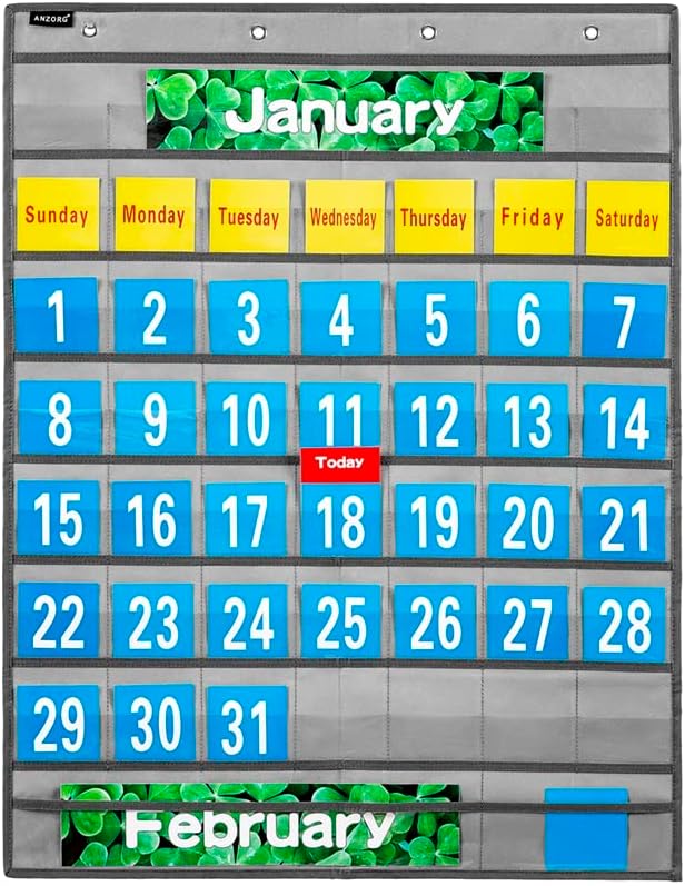 Monthly Calendar Pocket Chart School Calendar Kit