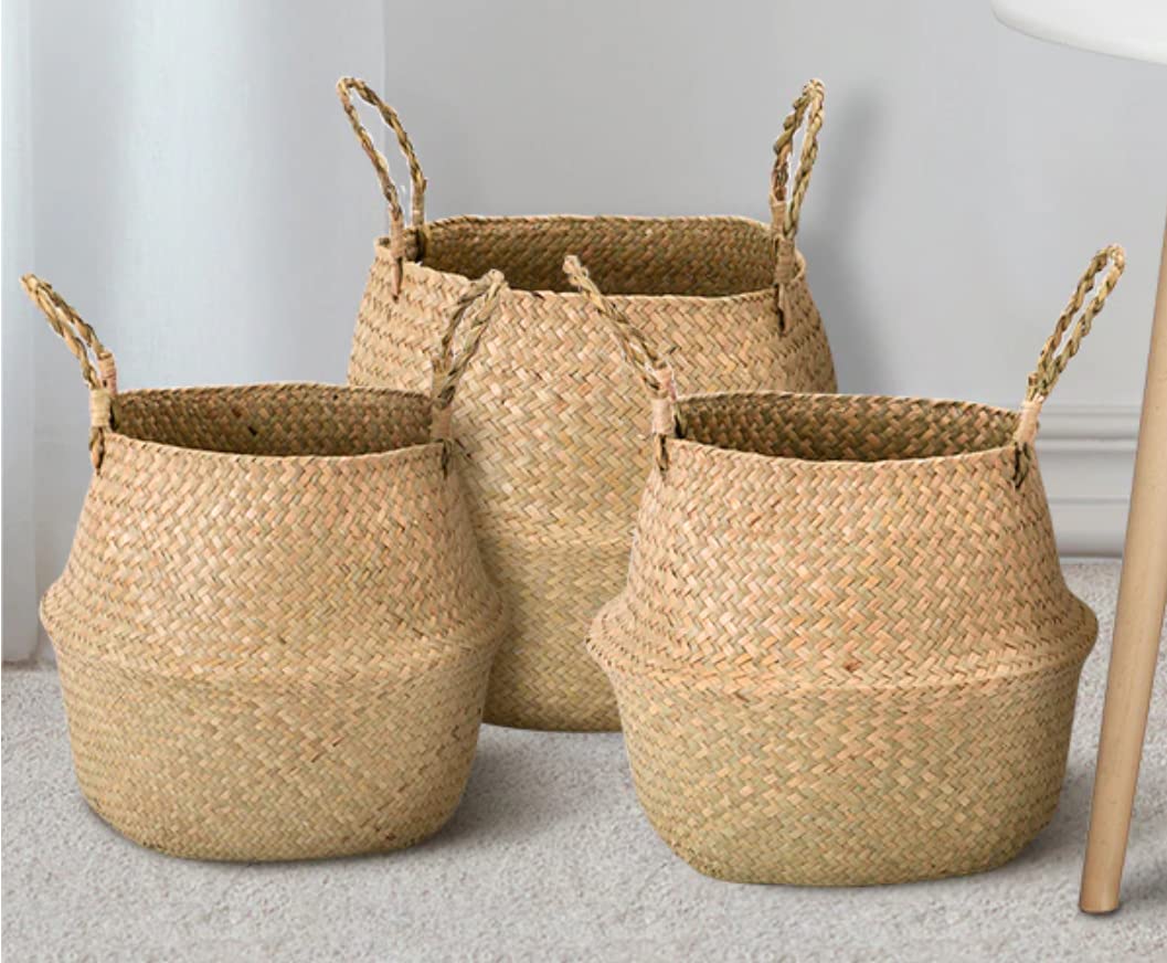 Cesta de Palha (vime/rattan/seagrass) para Organização, Roupas ou ...