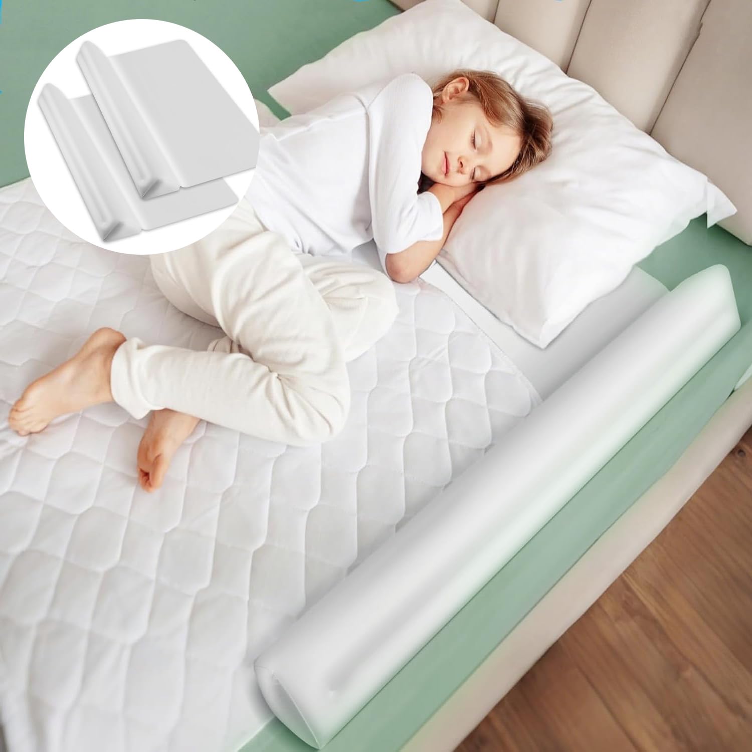 2 Pack Inflatable Bed Guard for Children Sleep Security Inflatable Bed Guard