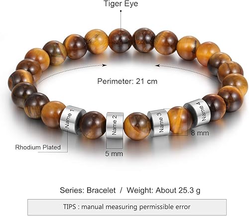 Miniatura 2 de Regalos para el día del padre, pulsera personalizada para hombre, pulsera de piedra de chakra personalizada para mujeres, cuentas con nombre