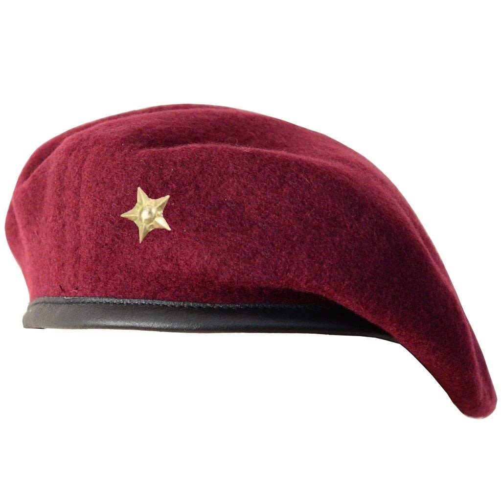 GenericWan-Sukh Army Style Cap, Rajputana Cap, Men Wool Beret Star Size 7-8 Regular Size (Pack of 1)