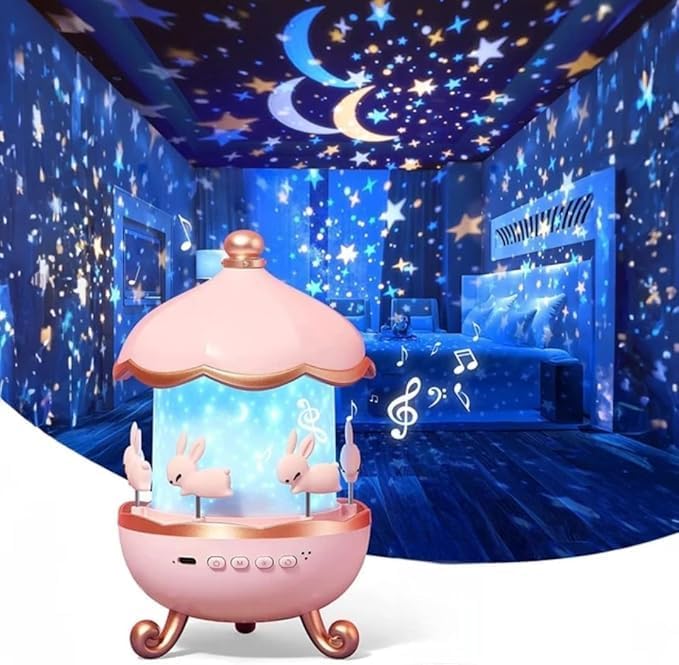 Carousel Night Light for Kids, 10 Music+15 Films+315 Colors Star Projector for Kids Night Light Projector,360°+Remote+1200mah Star Lights for Ceiling, Princess Toys Unicorn Toys for Girls Room Decor