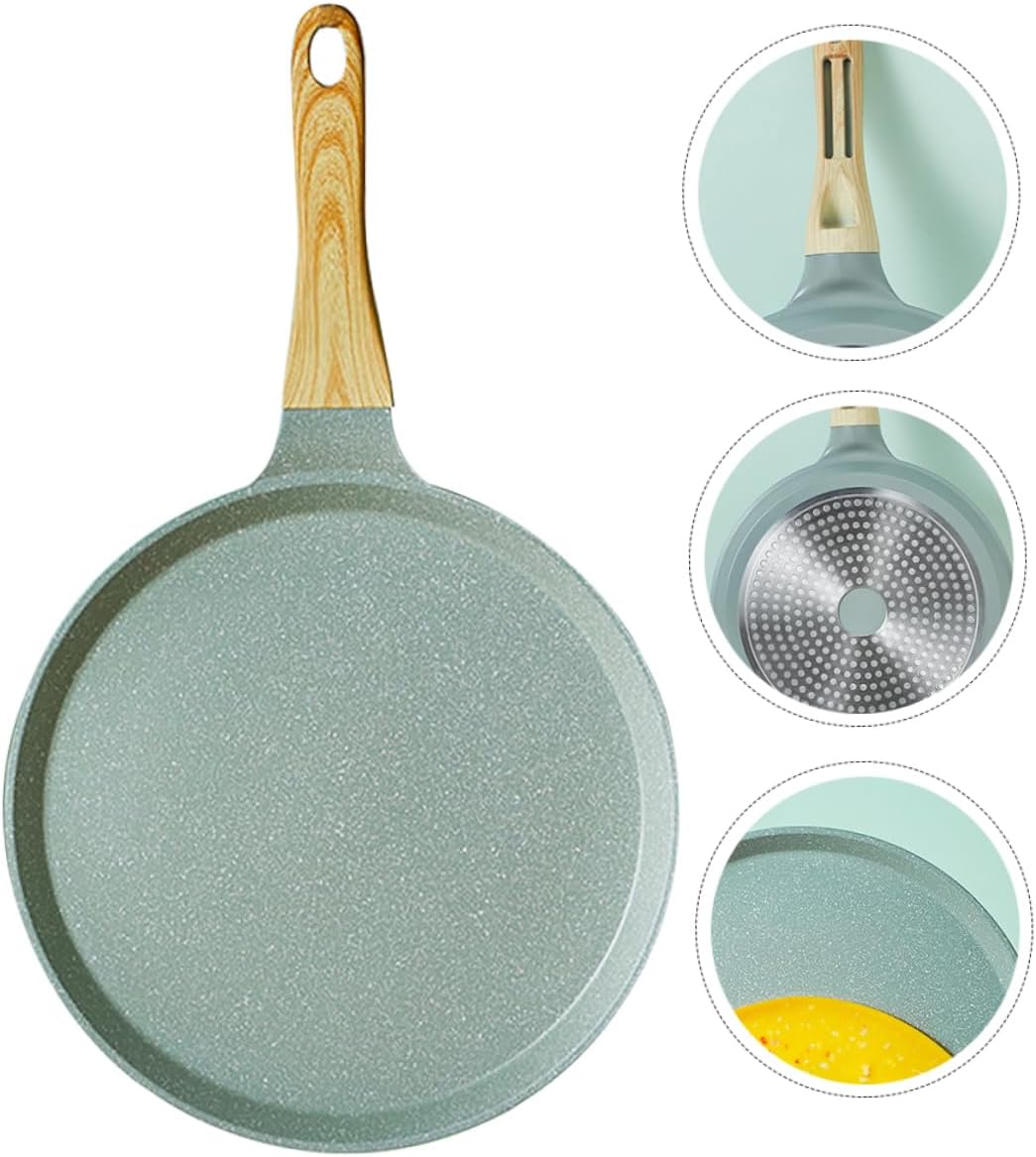 Non-stick Pancake Pot Lid Aluminum Stone Nonstick Frying Pan for Eggs Omelets Pancakes Easy Clean Heat-resistant Handles