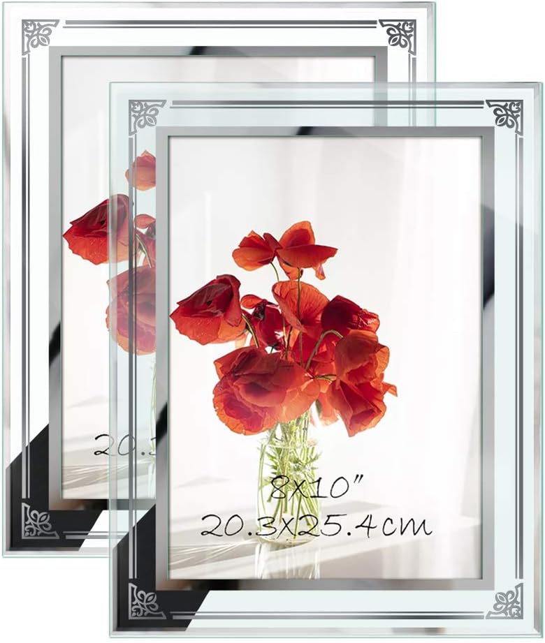 Edenseelake 8x10 Picture Frame Set of 2, Glass Photo Frames 8 x 10 for Tabletop Display