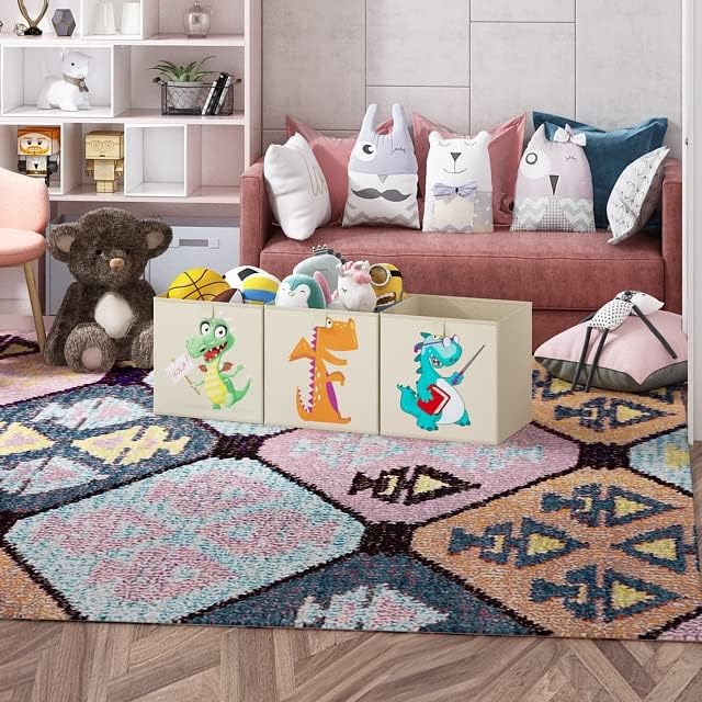 Miniatura 4 de Wisdom Star Cofre de juguetes, organizador de almacenamiento de juguetes con división extraíble, cubos de almacenamiento de tela de animales de 11