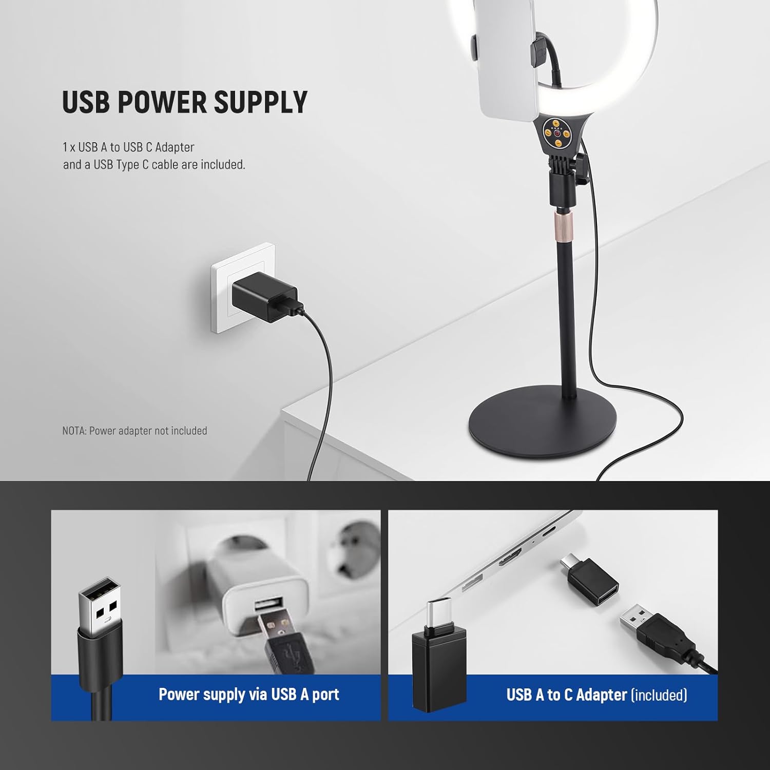 USB Power Supply for NEEWER N22 Ring Light