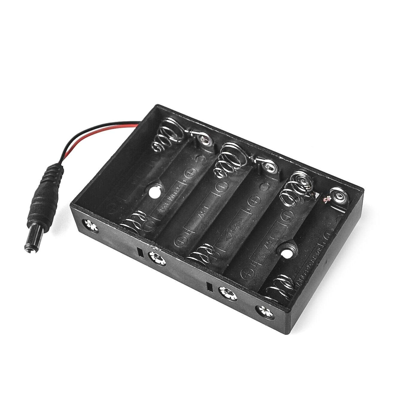 Size 6 AA Battery Case Holder Box for 6pcs Size AA Battery Case Storage Holder with DC2.1 Power Jack for Arduino