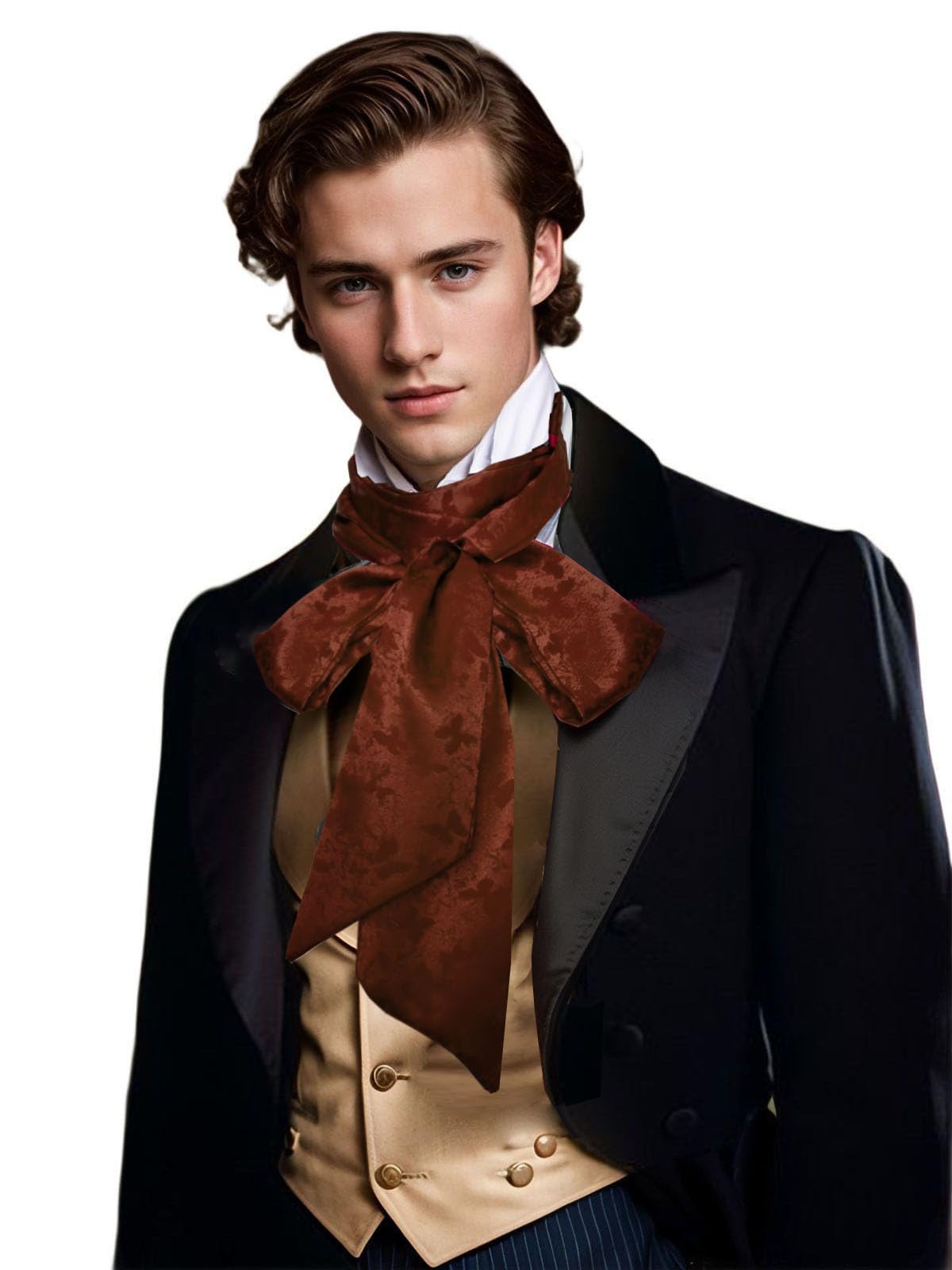Unykaflor Renaissance Scarf Jabot Cravat,Mens Costume Collar for Victorian Edwardian Western Wedding Halloween Necktie