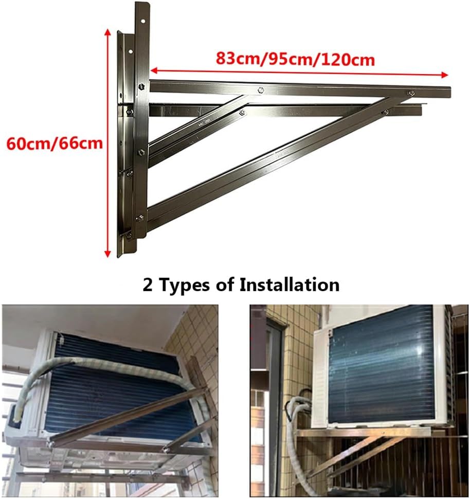 Air Conditioner Support Bracket, Mounting Bracket for Condenser Split Air Conditioner Heat Pump Systems, Support Condenser up to 500kg, Rust Free Stainless Steel ( Color : Silver , Size : 120x66cm/2.8