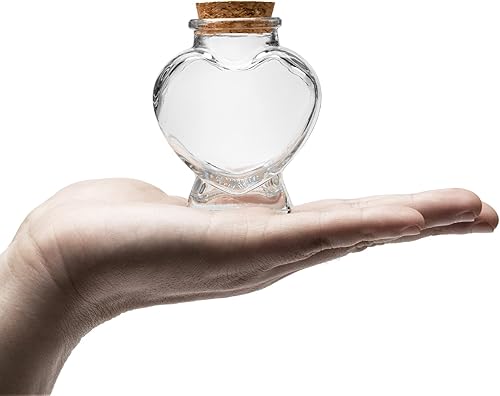Miniatura 4 de 3 tarros de vidrio en forma de corazón con tapas de corcho, recipiente lindo de 2.7 onzas, 2.5 x 1.68 x 2.95 pulgadas, botellas de vidrio pequeñas