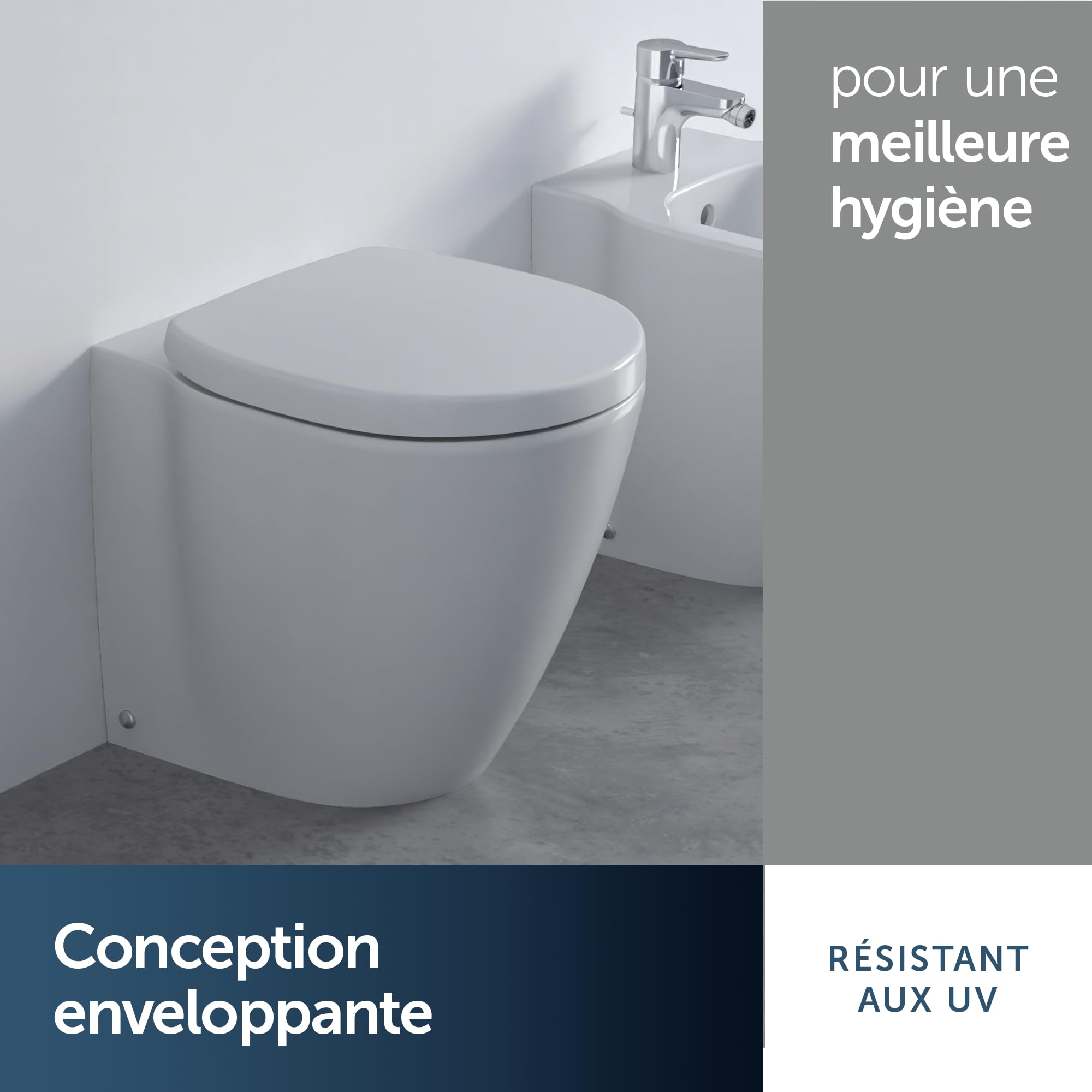Ideal Standard Abattant WC E129001 Connect Space, Lunette WC recouvrant, Blanc - 39 cm long