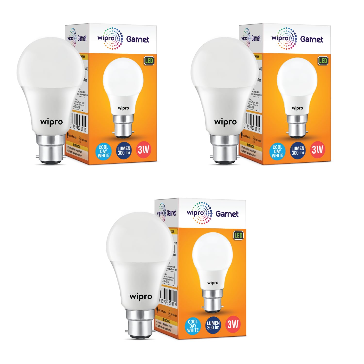 wipro Garnet 3W LED Bulb for Home & Office |Cool Day White (6500K) | B22 Base|220 degree Light coverage |4Kv Surge Protection |400V High Voltage Protection |Energy Efficient | Pack of 3-image-27