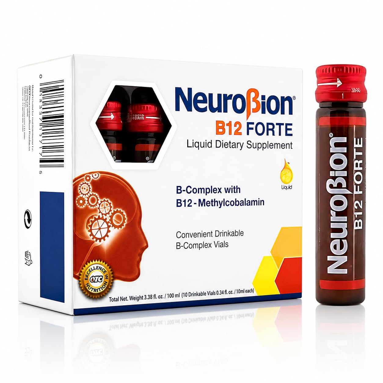 Neurobion Forte Vitamin B12 Methylcobalamin B6 B2 Niacin Liquid Shots Daily Energy & Nervous System Support Complex Easy Oral Drinkable10 Vials