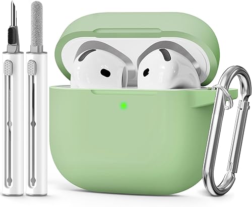 Miniatura 25 de Funda para AirPods 4 2024, viene con kit de limpieza, funda protectora de silicona suave para fundas Apple AirPods de 4ª generación con llavero,