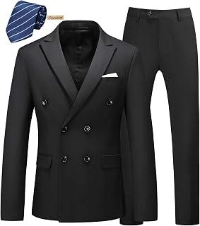 Mens 2 Piece Double Breasted Suit Slim Fit Tuxedo Blazer and Pants for Wedding Prom Homecoming