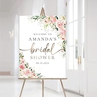 Personalized Bridal Shower Welcome Sign - Custom Name & Date, Elegant Floral Pink Yard Sign, Weatherproof Corrugated Plastic
