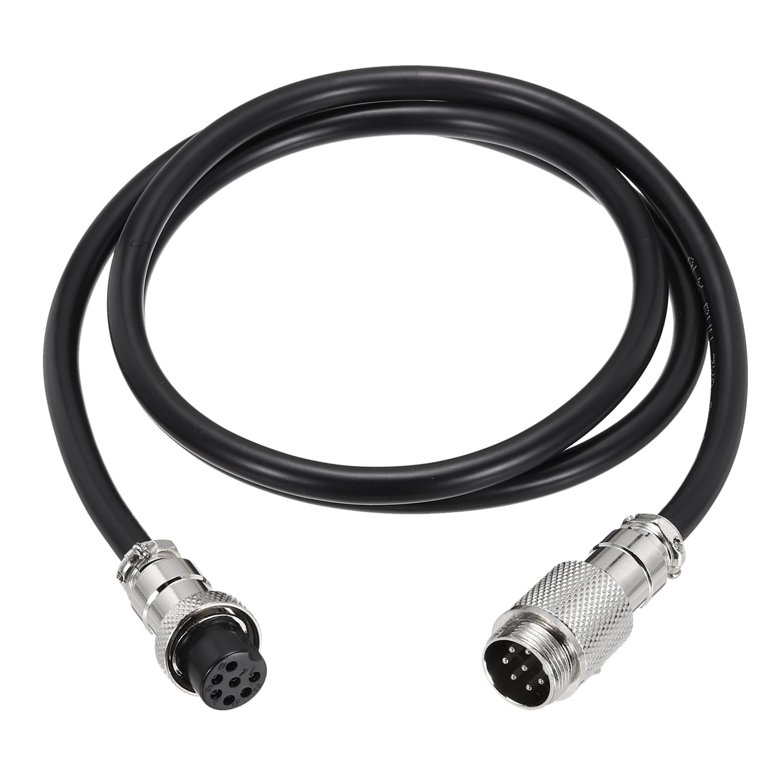 MECCANIXITY 3.3ft GX16 7 Pin Cable Male to Female Head Aviation Cordset, Panel Mount Circular Electrical Connector Adapter Female to Male 22AWG, Black