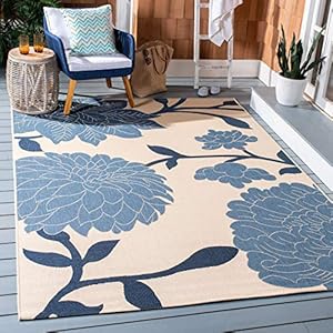 SAFAVIEH Courtyard Collection Area Rug – 9′ x 12′, Beige & Blue, Non-Shedding & Easy Care, Indoor/Outdoor & Washable-Ideal for Patio, Backyard, Mudroom (CY7321-233A25)