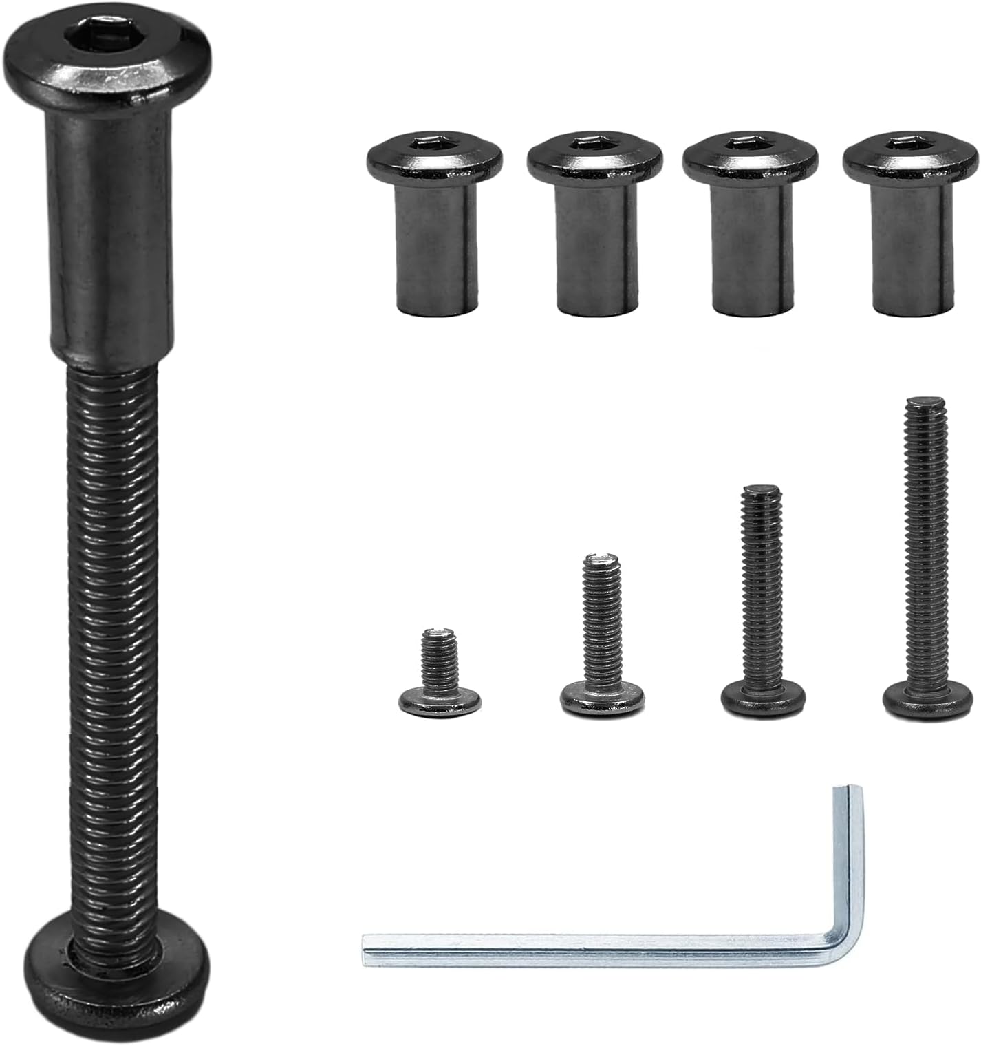 30 Sets M6x16/25/35/45/55mm Hex Drive Socket Cap Bolt Kit with Allen Wrench, Black Furniture Connector Bolts M6 Countersunk Screw Barrel Nuts Binding Screws for Cabinet