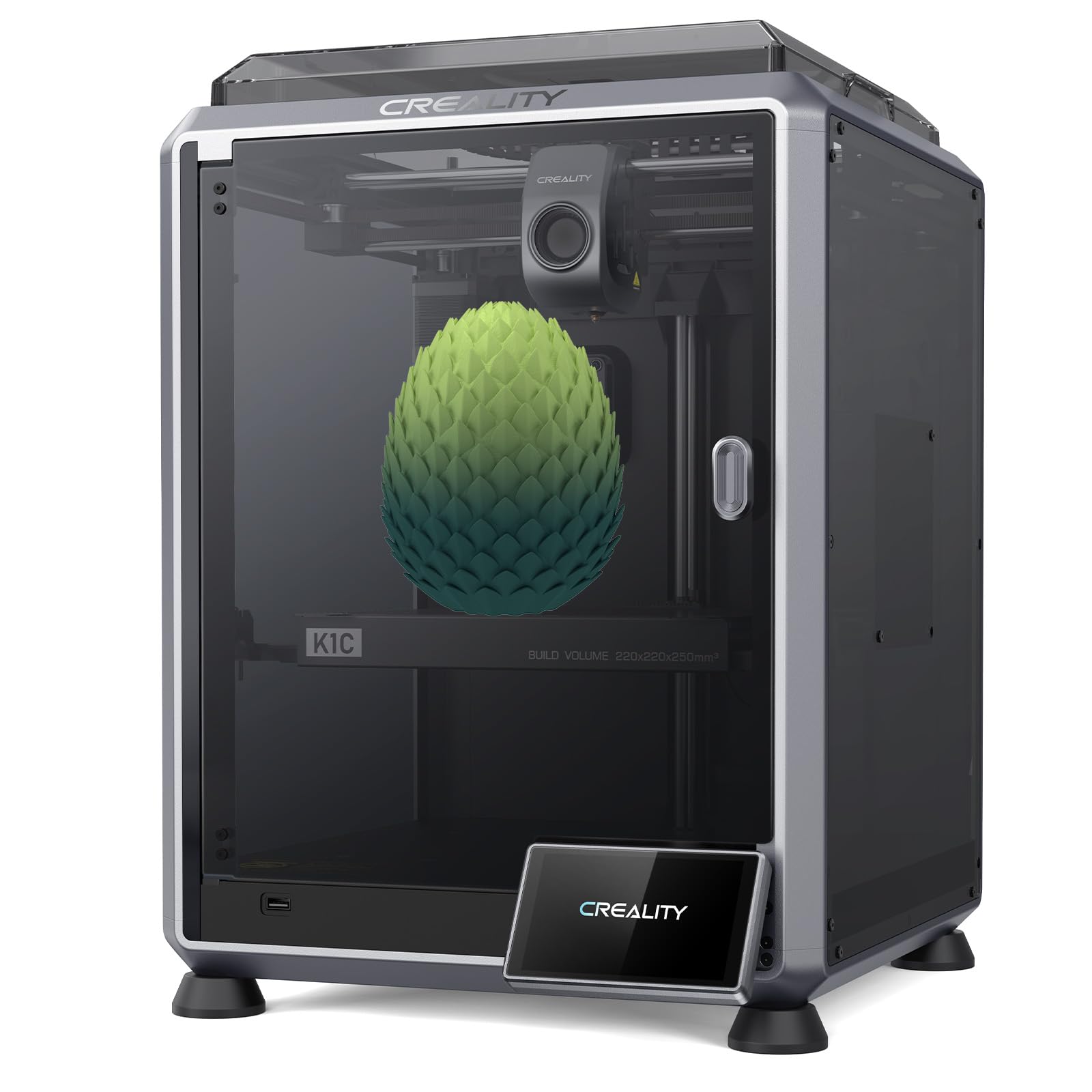 Creality Impresora 3D K1C, con extrusora sin zuecos, soporte de filamento de carbono, funcionamiento inteligente y vigilancia de cámara AI, 600 mm/s