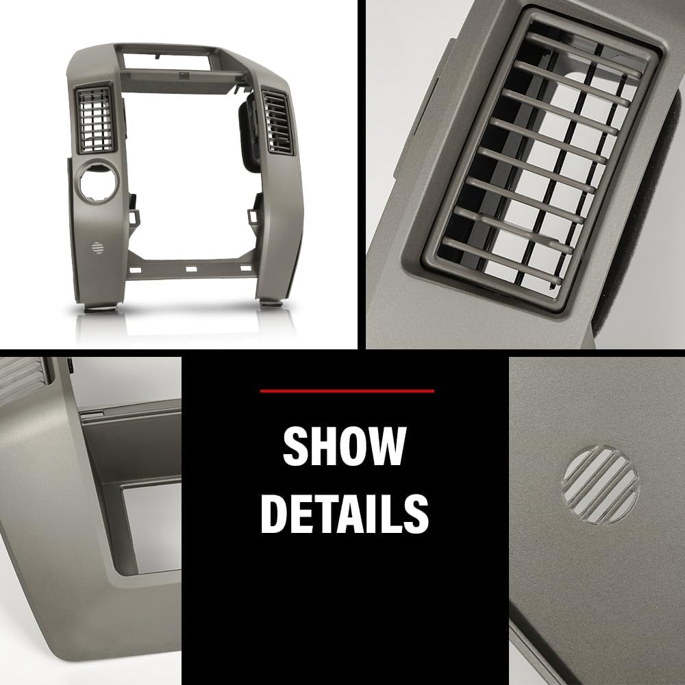 G-PLUS Center Dash Instrument Panel Radio Trim Bezel Cover Fit For 2004 2005 2006 2007 Infiniti QX56 Gray Front