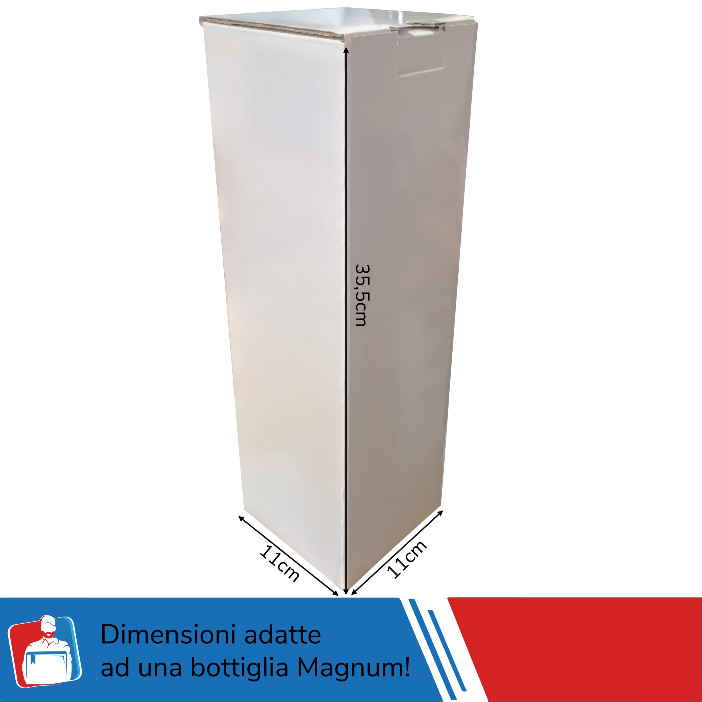 IMBALLAGGI 2000-20 scatole per bottiglie Magnum, bianche, automontanti, composte in cartone microonda, misura 11x11x36 cm, per proteggere le tue bottiglie durante la spedizione