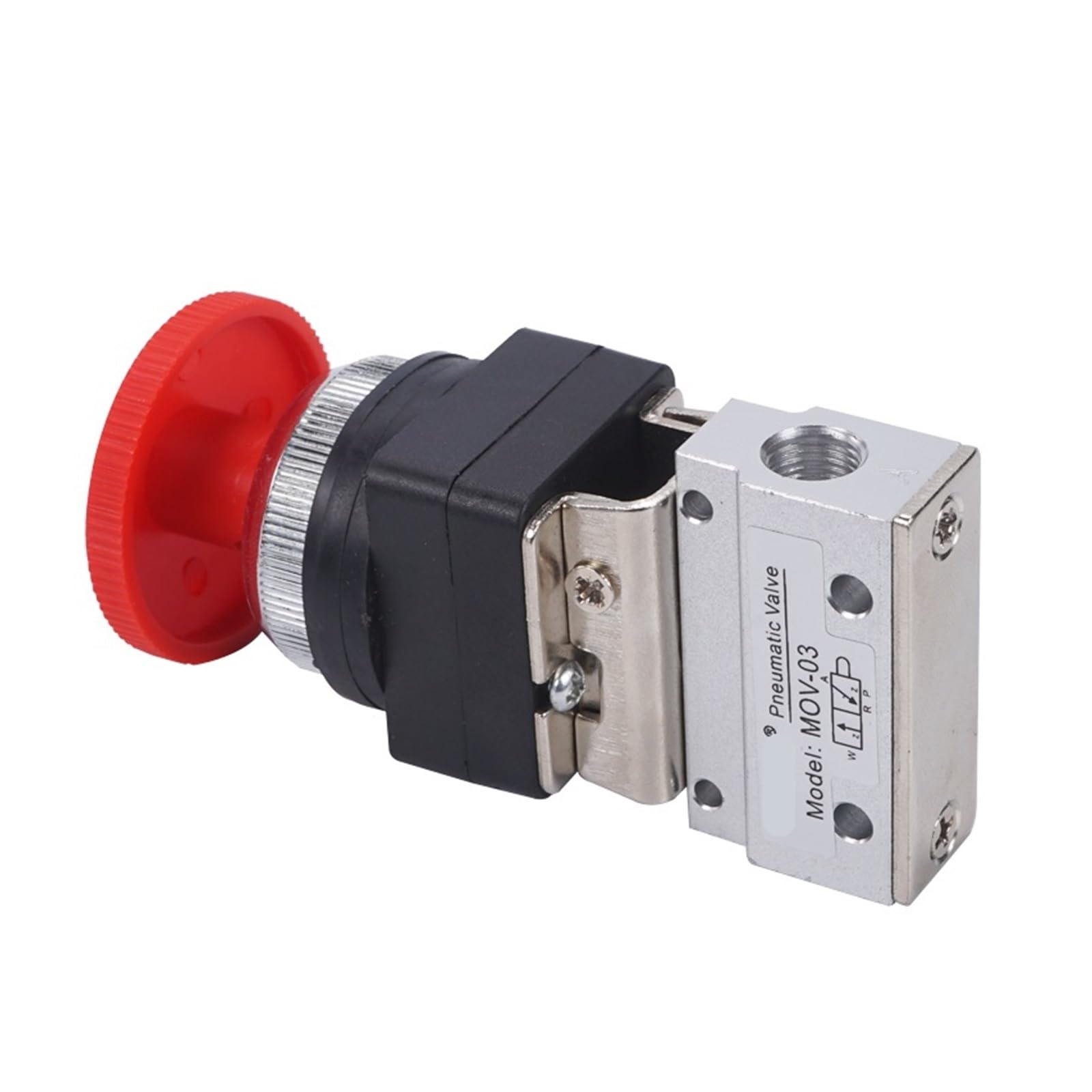 Yiqtjnzfgp Mov-03 1/8" Pt Threaded Mushroom Cap Emergency Stop Button Self-Locking 2-Position 3-Way Pneumatic Mechanical Valve With Connector(Mov-03)