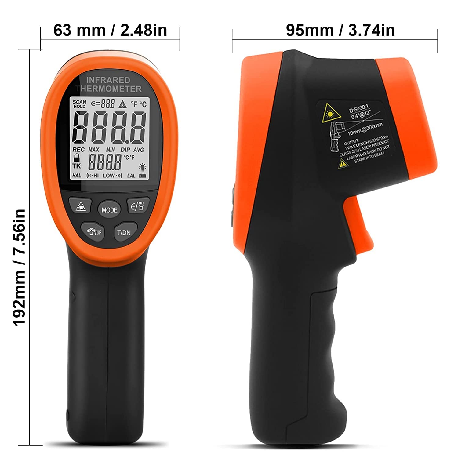 Cyfrowy termometr na podczerwień, Kethvoz IR Laser Industrial Pirometer Measure High Temperature -58℉~2732℉ (-50℃ ~ 1500℃), Double Laser Touchless Temp Gun with D: S = 30:1