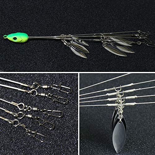 Hchinn Alabama Rig For Bass Striper Fishing Lures Baits 5 Arms Umbrella A-Rig Swimbaits With 8 Willow Leaf Blades For Trout Perch Walleye Freshwater/Saltwater Boat Trolling And More #TOP3