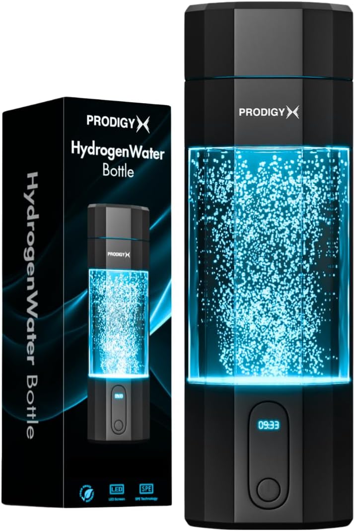 PRODIGY X Hydrogenated water bottle - up to 5.8 PPM of power - 210 ml for quick consumption - premium thick bottle - portable hydrogen generator - Australian-owned