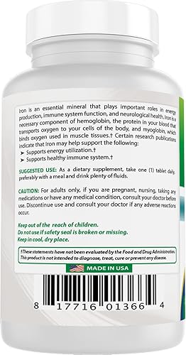 Miniatura 7 de Best Naturals Suplemento de hierro - 65 mg - 240 tabletas - Sin OMG y sin gluten