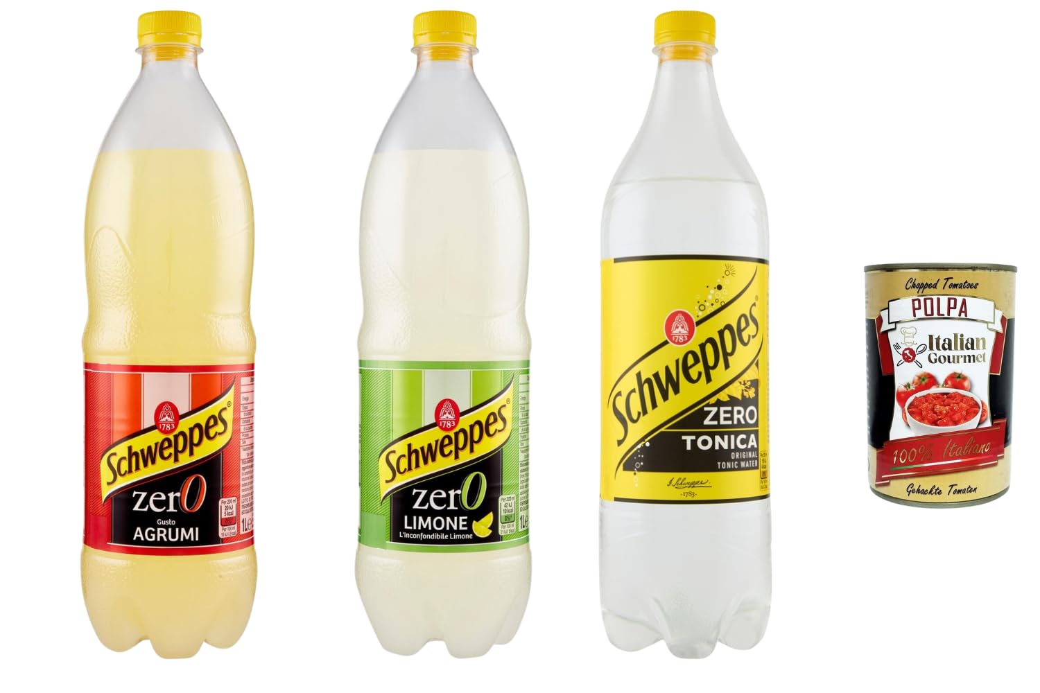 Italian Gourmet Zero Limonaden Mix 36 x 1L – kalorienarme Erfrischungsgetränke ohne Zucker, Kohlensäure, Agrumi/Limone/Tonic Water + Italian Gourmet Polpa