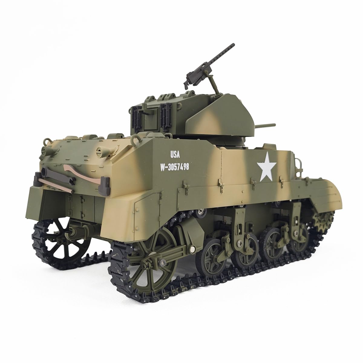 M5A1 Stuart Light - Tanque teledirigido para adultos, 1:16, con efectos de luz de sonido, salida de humos, telescopio, vehículo militar RC para más de 16 años
