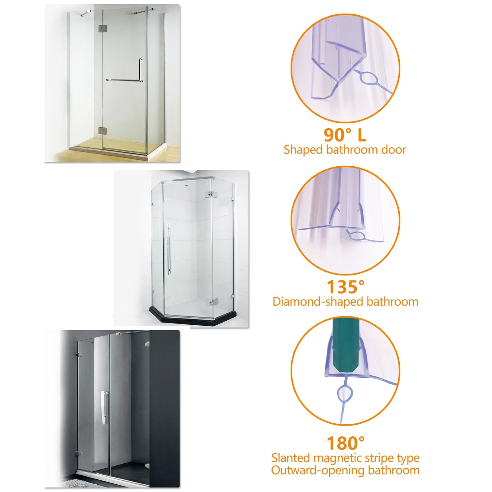 Goma Mampara Ducha Inferior, Junta Mampara Ducha, 2 Burletes Para Puertas de Ducha de Vidrio de 6-12 mm, Evita Fugas de Agua y Crea Una Barrera Contra El Agua(8mm-200cm/78.7in)