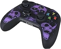 Vista 3 de 1 funda de silicona tallada con láser para Xbox One SX Controller (calaveras púrpura) con empuñaduras exclusivas para el pulgar x 8
