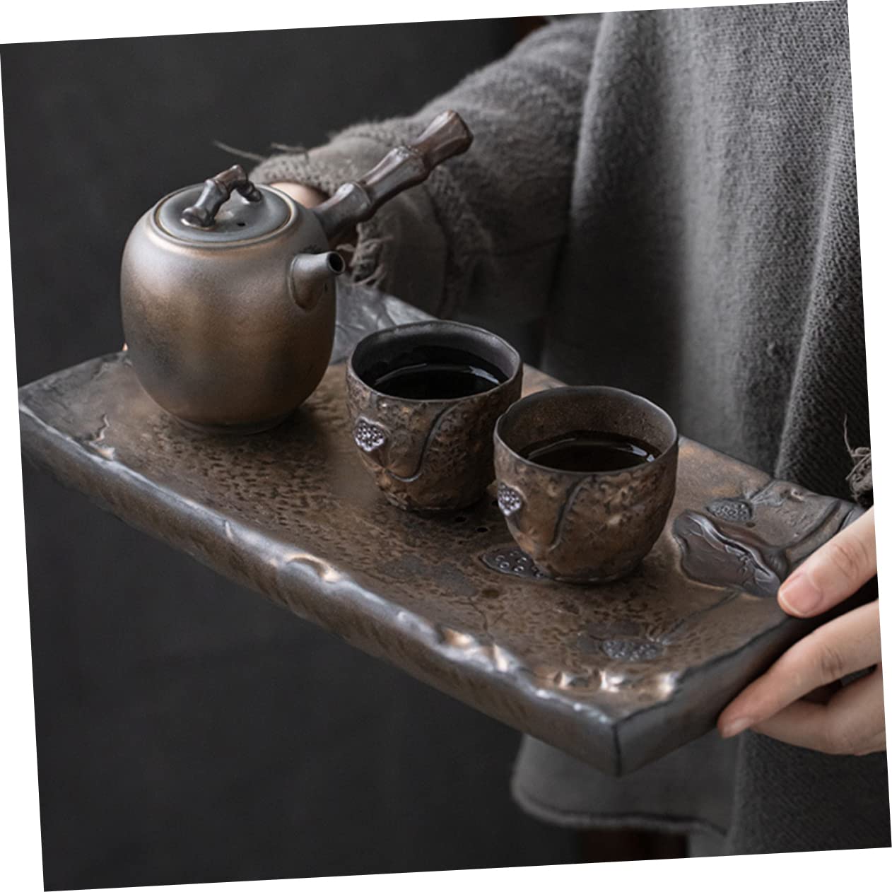 BESTonZON Taca Do Herbaty Taca Do Robienia Herbaty Uchwyt Na Filiżankę Herbaty Ceramiczna Taca Do Serwowania Herbaty Ozdobny Stolik Do Herbaty Bandejas Decorativas Antyczny Ceramika Kubek