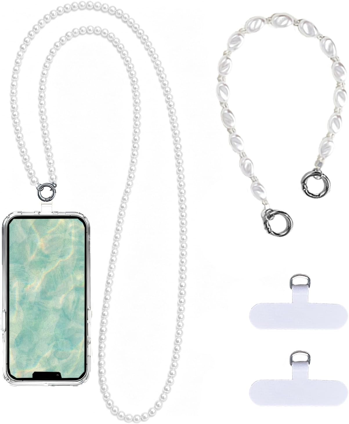 Pearl phone wrist strap Set,Phone Lanyard,Fits iPhone & Android Phones
