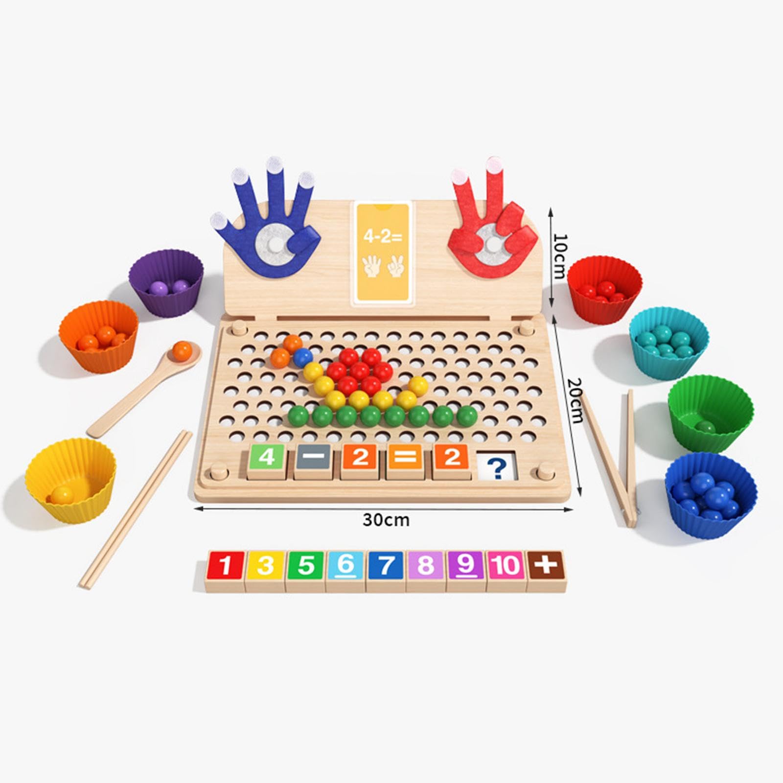 Suministros de Juguetes de Madera para El Aprendizaje: Juguete Educativo de Cálculo con Los Dedos, Actividades de Aprendizaje Preescolar para