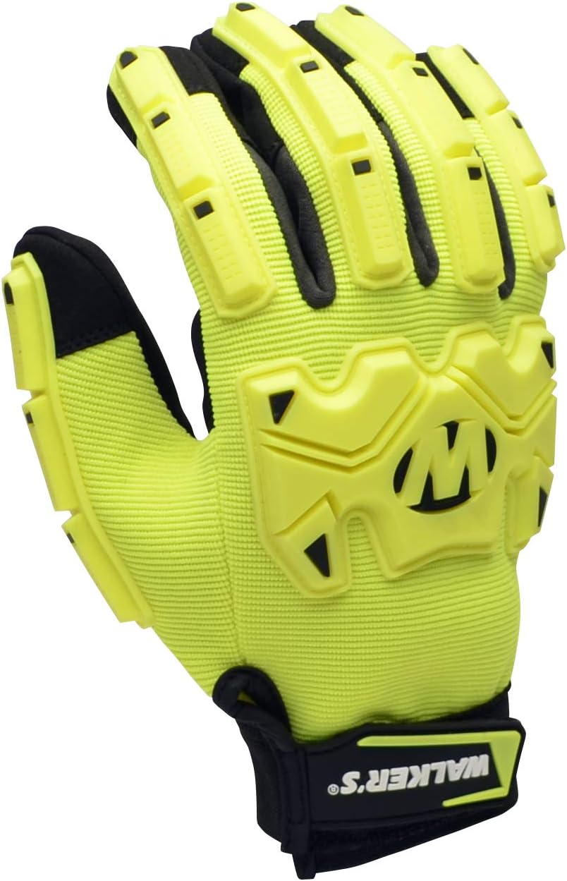 Walker's Saftey Hi-Viz 5-Finger Impact Resistant Glove - XL - Impact Bumpers. Industrial Sport Design