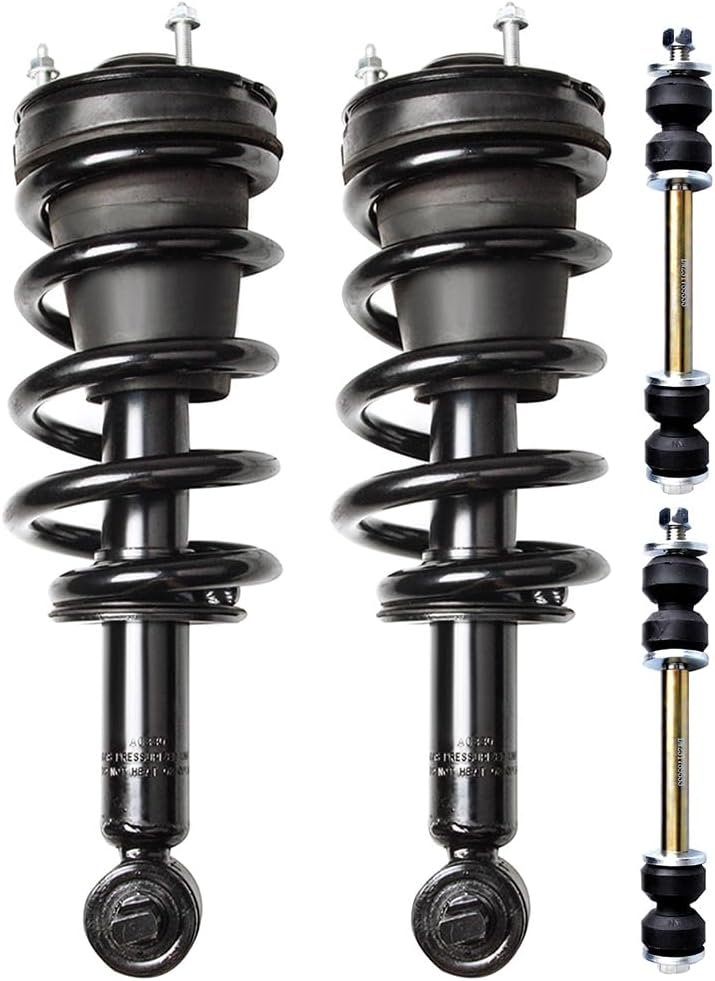 Front Struts Shock Suspension kit for Cadillac Escalade 2007 2008 2009 2010 2011 2012 2013 2014 for Cadillac Escalade Front Complete Strut Assembly and Front Sway Bar End Link, 4PCS